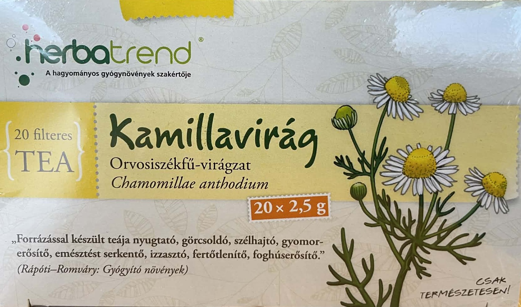 Kamillavirág filteres tea (20x2,5g)